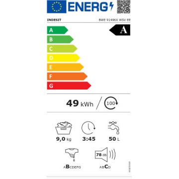 Indesit Πλυντήριο Ρούχων 9kg 1400 Στροφών BWE 91496X WSV Indesit Πλυντήριο Ρούχων 9kg 1400 Στροφών BWE 91496X WSV